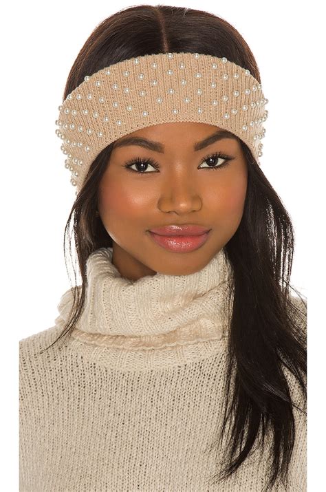 Lele Sadoughi Knit Pearl Ear Warmer in Camel Pearl | REVOLVE