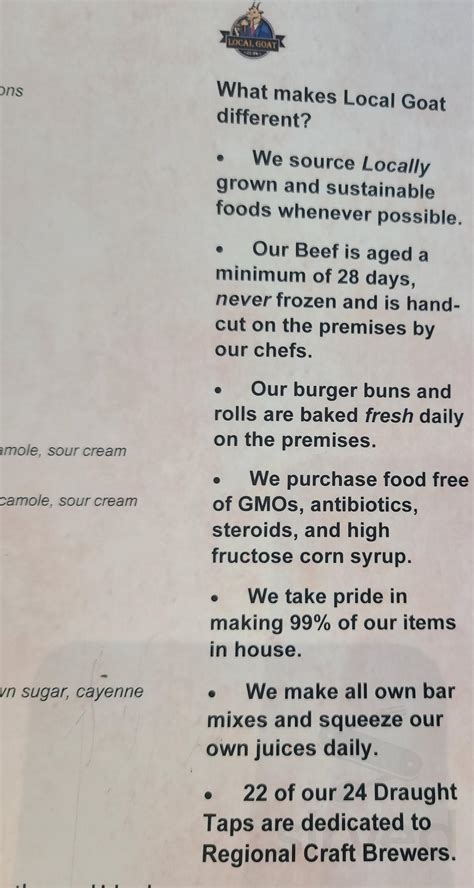 Menu for Local Goat - New American Restaurant Ooltewah in Ooltewah, TN ...