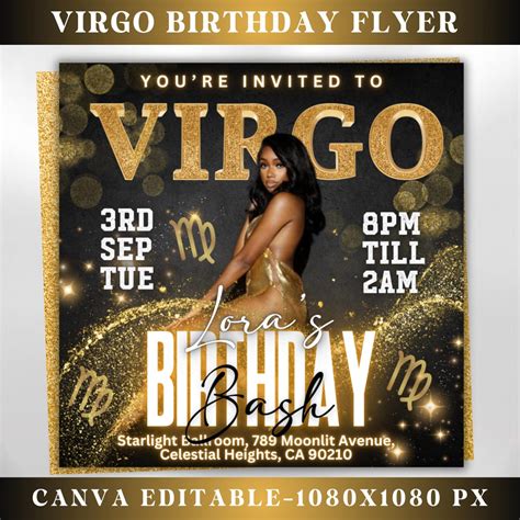 Virgo Birthday Flyer, Birthday Girl, Happy Birthday Flyer, Virgo Season ...