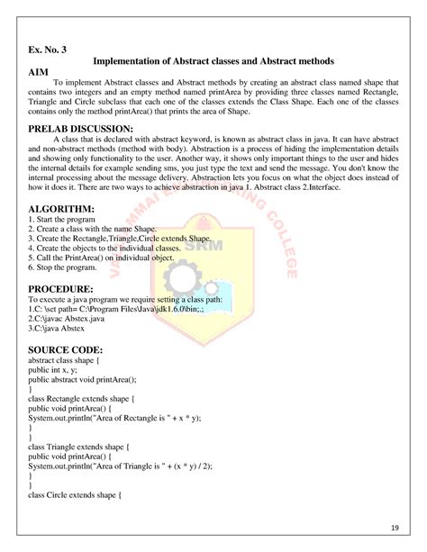 1904306 object oriented programming lab manual 1 19 20 - 19 Ex. No. 3 ...