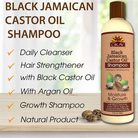 OKAY Black Jamaican Castor Oil Moisturizing Hair Growth Shampoo 12 oz Nourishing Hair Care ...