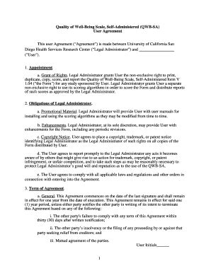 Fillable Online hoap ucsd 1 Quality of Well-Being Scale, Self ...