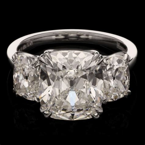 Three Stone Old Mine Brilliant Cut Diamond Ring | BADA