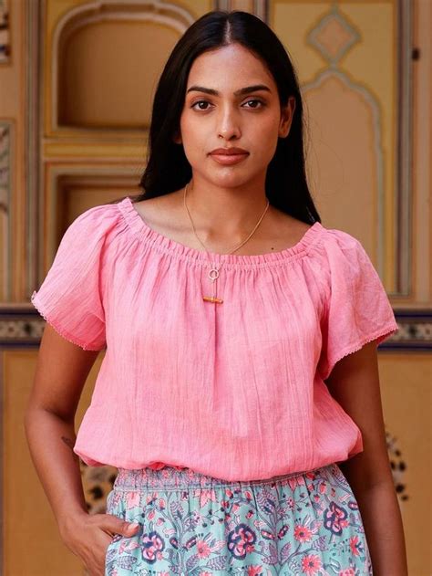 Aspiga Ilana Frill Pure Organic Cotton Gauze Top, Pink