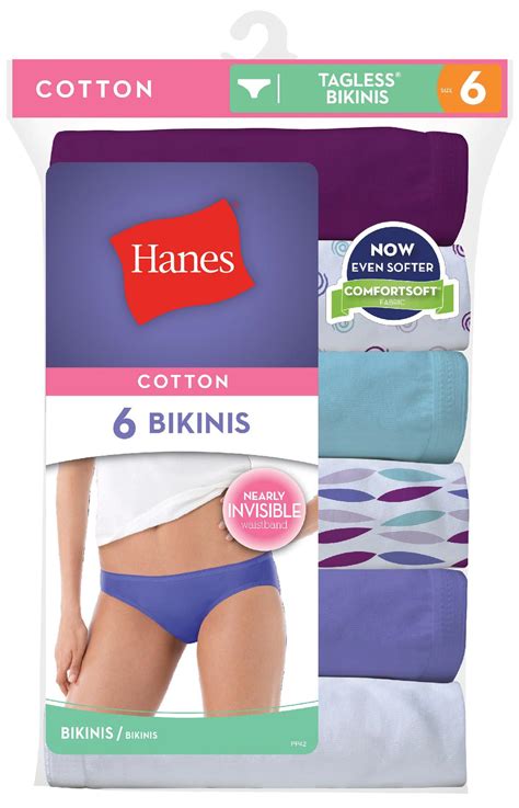 Hanes Women’s Intimates 6 Pack Bikini Panties