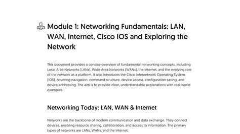 Module 1: Networking Fundamentals - LAN, WAN, Internet & Cisco IOS ...
