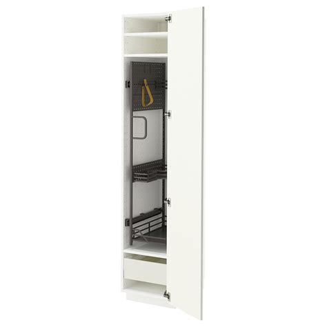 METOD / MAXIMERA high cabinet with cleaning interior, white/Vallstena ...