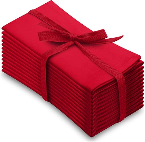 Aunti Em's Kitchen Red Cotton Dinner Napkins Cloth 12 Pack 20x20 100% ...