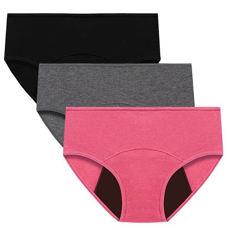 Plus Size Comfy Cotton Panties for Women Leak Proof Menstrual Panties 3 Pack Solid Seamless No ...