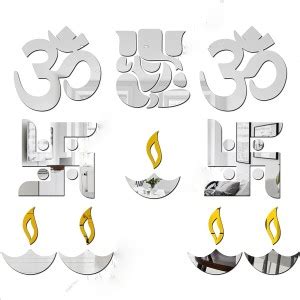 Bikri Kendra 13.97 cm Ganesha Combo - 3D Acrylic Wall Mount Mirror ...