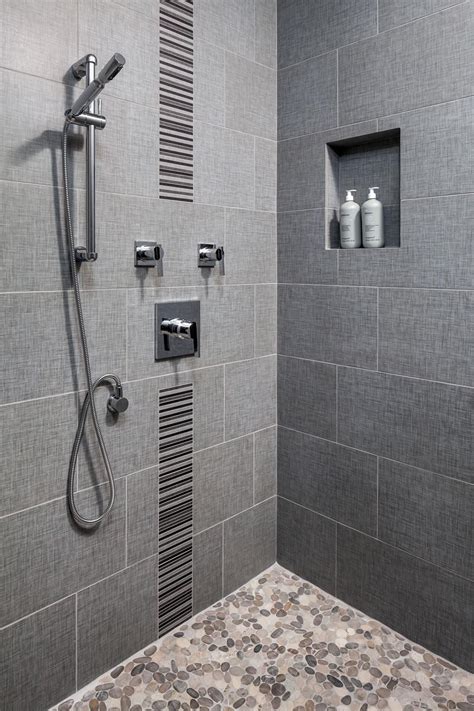 Modern Shower in Cool Gray Tones | Bathroom shower tile, Modern shower ...