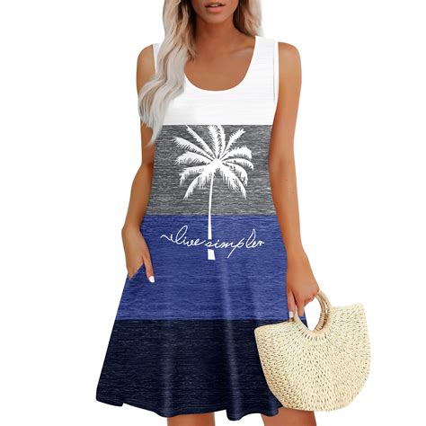 Mlqidk Royal Blue Dresses for Women Casual Scoop Neck Flutter ...