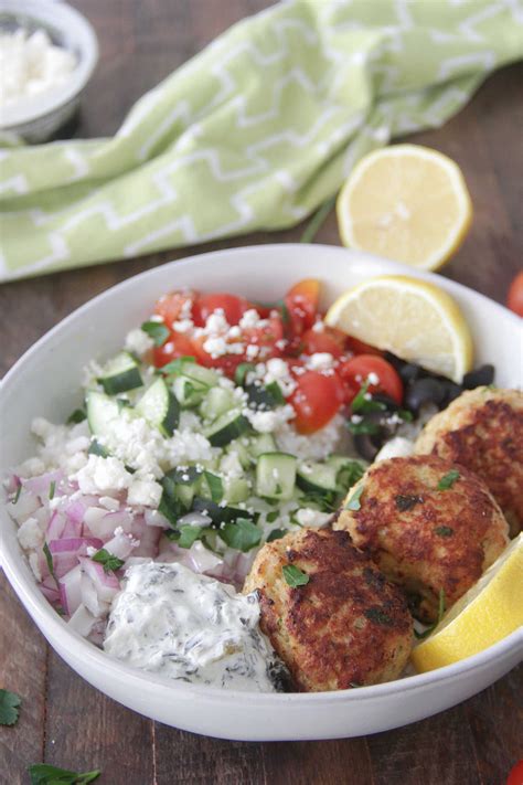Greek Chicken Meatball Rice Bowls - Eat. Drink. Love.