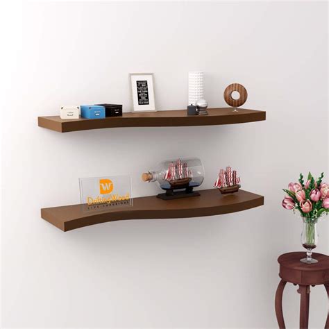 Driftingwood Curved Floating Wall Shelves Rack Set of 2 - Brown