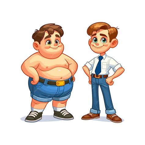 Premium Vector | Cartoon fat and thin boy vector illustration