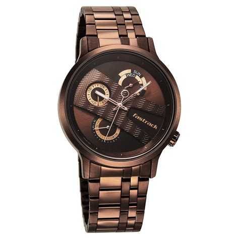 Buy Online Fastrack Exuberant Quartz Multifunction Brown Dial Stainless ...