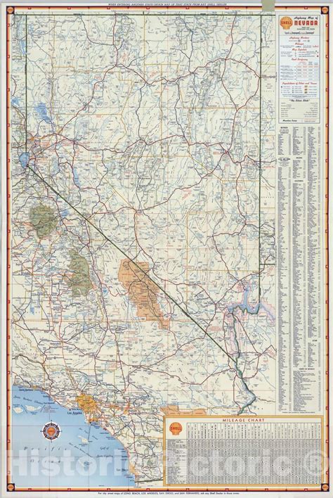 Historic Map : National Atlas - 1956 Shell Highway Map of Nevada. - Vi ...