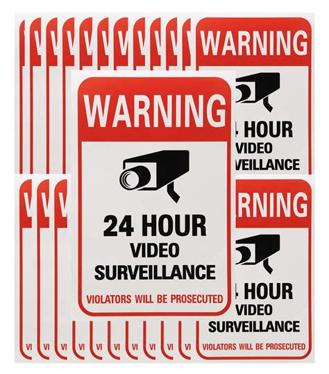 Tupalizy 24 Hours Video Camera Surveillance Sign Stickers Decals Self ...