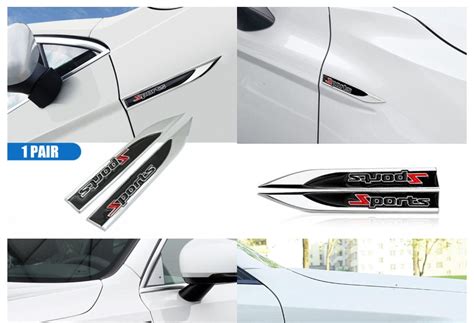 3D Sports Car Logo Metal Emblem Badge Sticker Side Fender Decal Car Ac ...