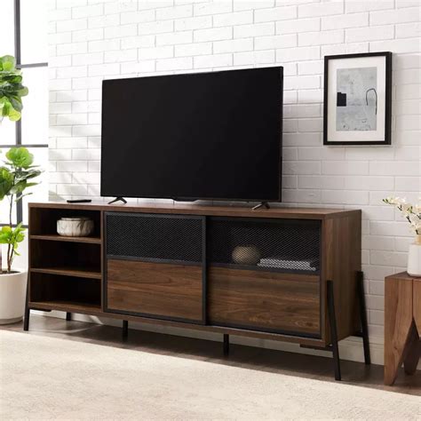 Modern Industrial Metal Mesh Sliding Door TV Stand India | Ubuy