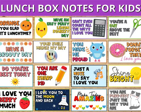 Lunch Box Notes for Kids Lunch Box Note Template Positive - Etsy