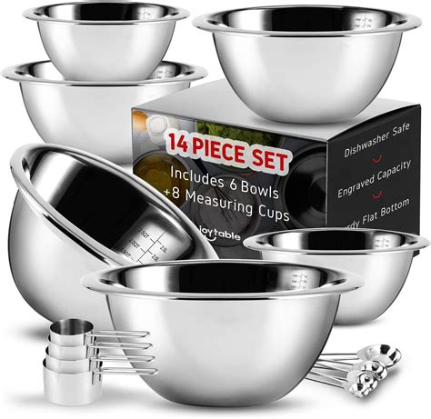 Stainless Steel Mixing Bowls, 14 Piece Mixing Bowls Set - Large ...