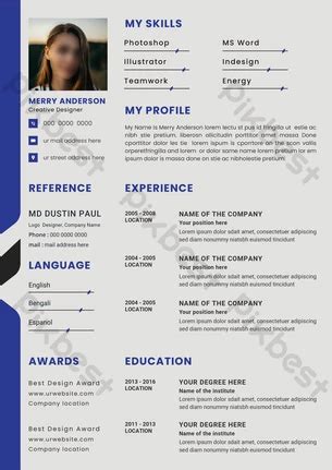Minimalist Cv Template | EPS Free Download - Pikbest