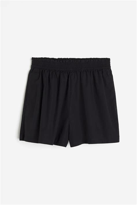 Women's Black Cotton pull-on shorts | H&M IN
