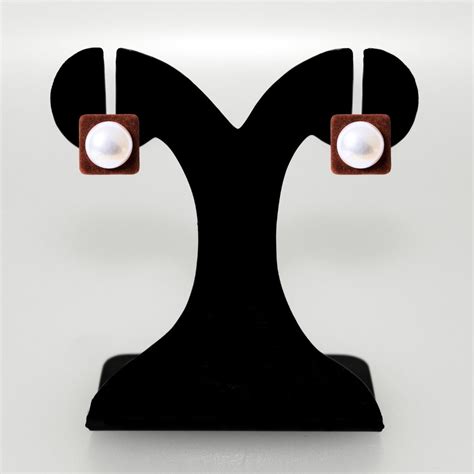 Jewellery Online - Premium Brown Velvet Pearl Square Studs | Nestasia