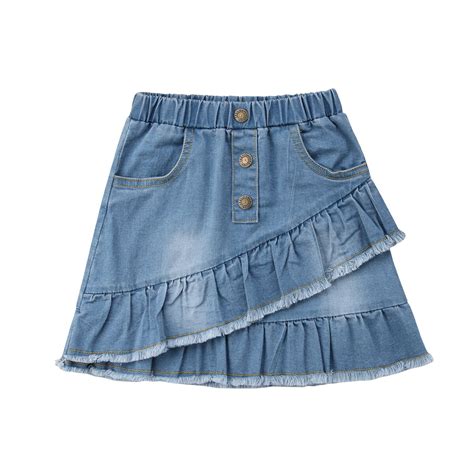 Stylish Blue Denim Mini Skirt For Toddler Kids Gir... – Grandado