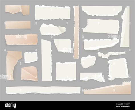 Realistic torn notes. Paper scrap collection, ripped craft papers ...