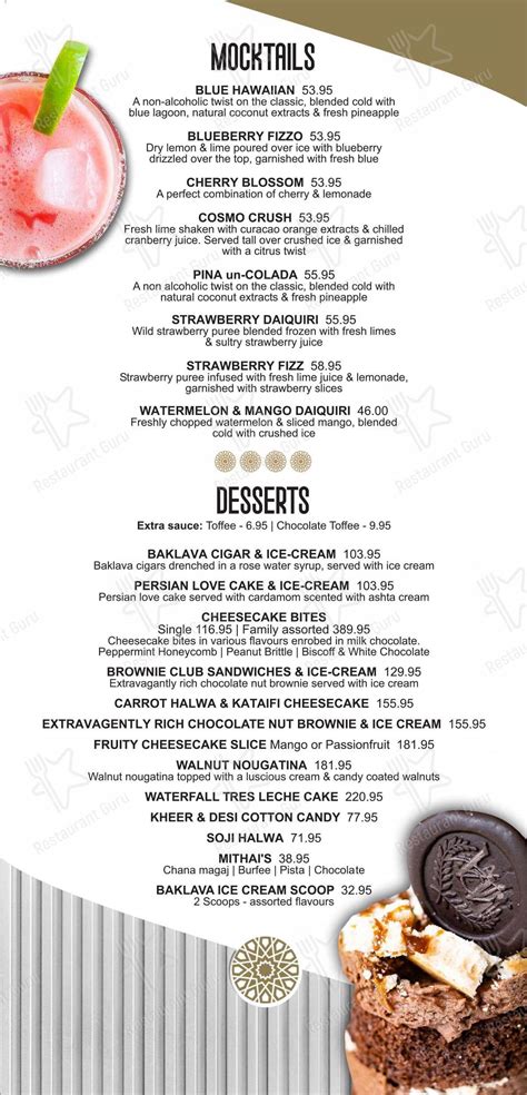 Carta del restaurante MY Diners Rosebank (Halaal), Johannesburgo