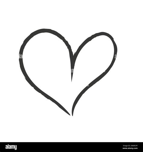 Hand painted heart. Vector black brush stroke heart symbol. Cute ink ...