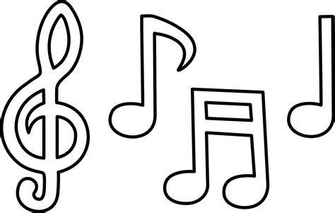 Musical Notes Line Art - Free Clip Art
