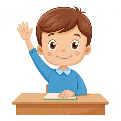 Cute Boy Raise Hand Cartoon Vector Icon Illustration People Education ...