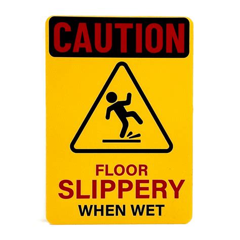 CAUTION FLOOR SLIPPERY WHEN WET SIGN/SIGNAGE | 100mm x 145mm | FLOOR ...