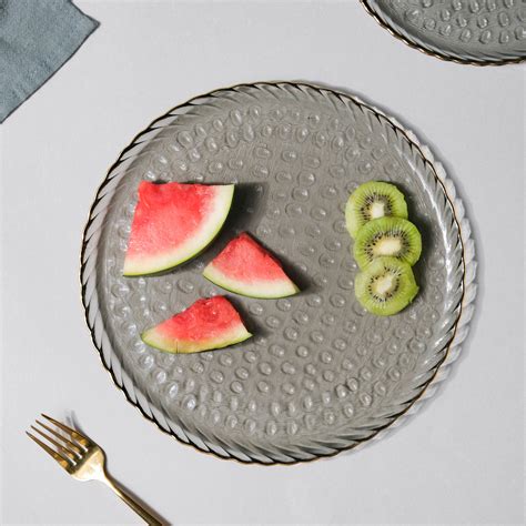 Glass Dinner Plate Grey Online - Premium Dinner Plate | Nestasia