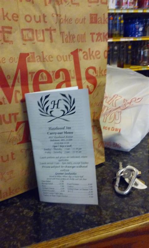 Menu at Hazelwood Inn restaurant, Baltimore