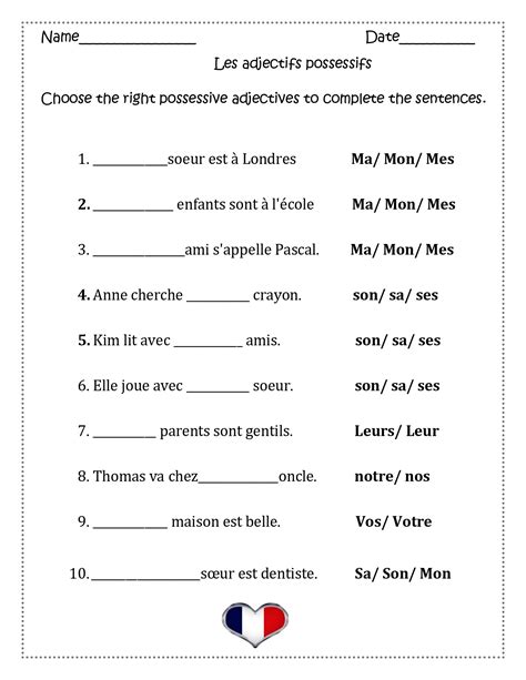 French Possessive Adjectives( Les adjectifs possessifs - Made By Teachers