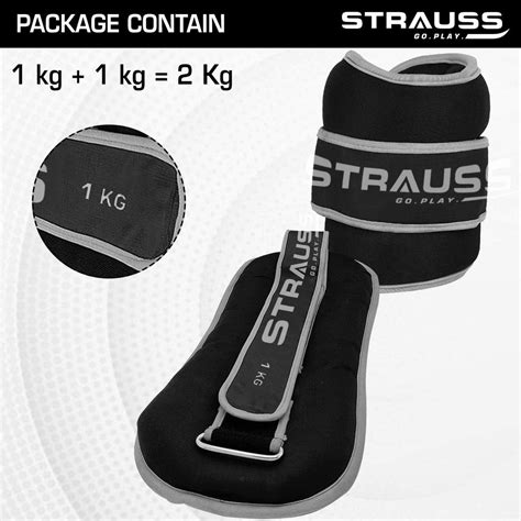 Strauss Round Shape Ankle Weight, 1 Kg (Each), Pair, (Grey ...