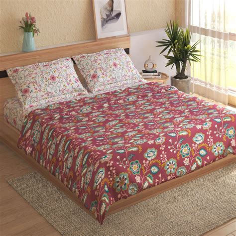 Buy Liberty Rhubarb 4Pcs Printed Double Bed-In-A-Bag Set from Home ...