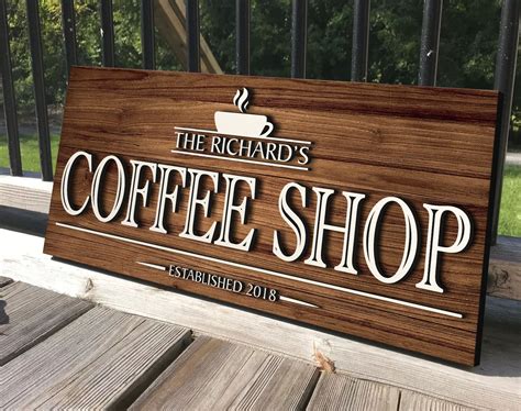 Personalized coffee bar coffee shop sign round wooden sign custom wood ...