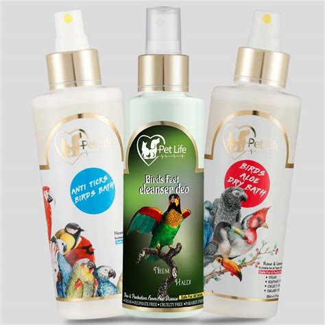 Pet Life Birds Aloe Dry Bath200ml+Birds Feet Cleanser Deo 200ml+Anti ...