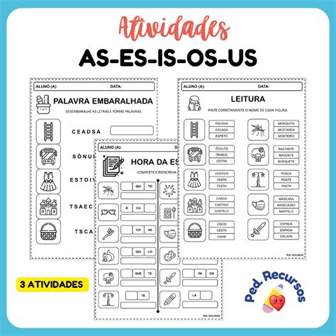 Atividades com AS - ES -IS - OS - US - Educa Market