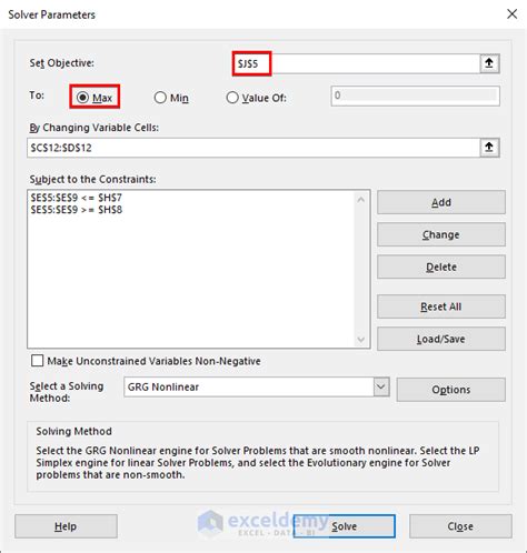 Multi-Objective Optimization in Excel 的图像结果