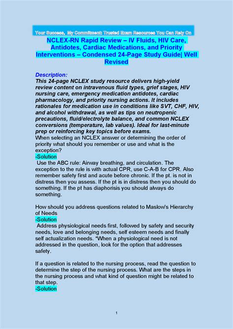 NCLEX-RN Review: IV Fluids, HIV Care, Cardiac Meds & Priority ...