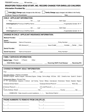 Fillable Online Information Provided By - Bradford Tioga Head Start Fax ...