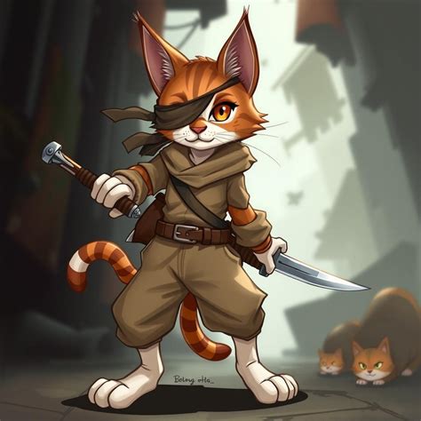 Charming Brown and White Tabaxi Rogue