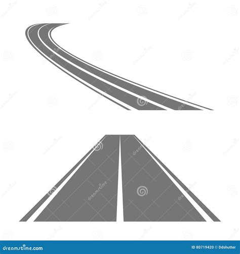 Winding Curved Road or Highway with Markings Stock Vector ...