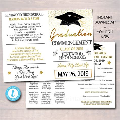 Editable Graduation Ceremony Set | TidyLady Printables